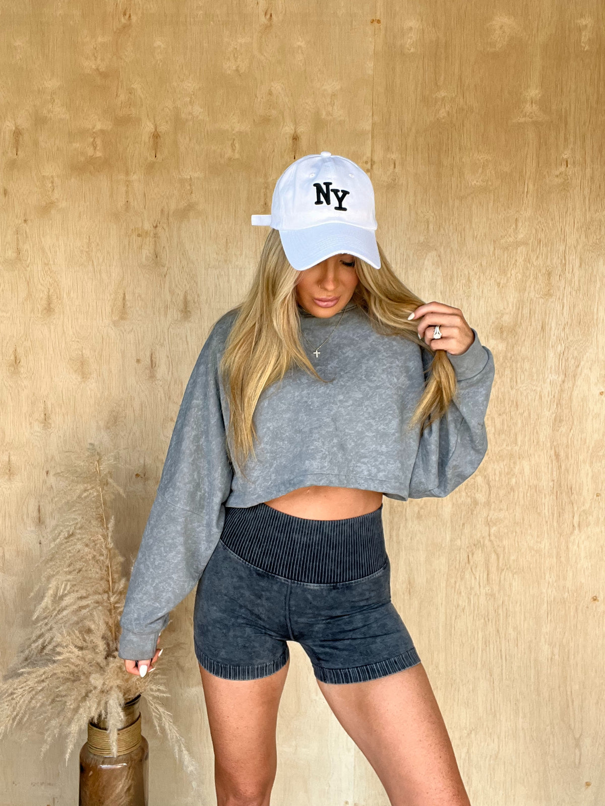 Convincing You Grey Cropped Pullover