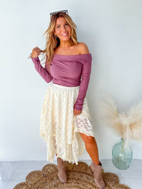 Shoot Your Shot Ecru Lace Skirt