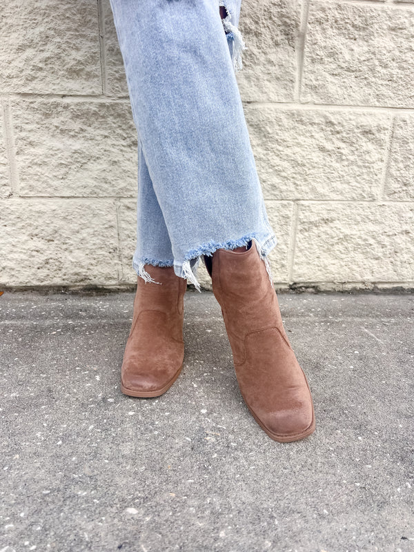 Taupe Suede Chic Bootie