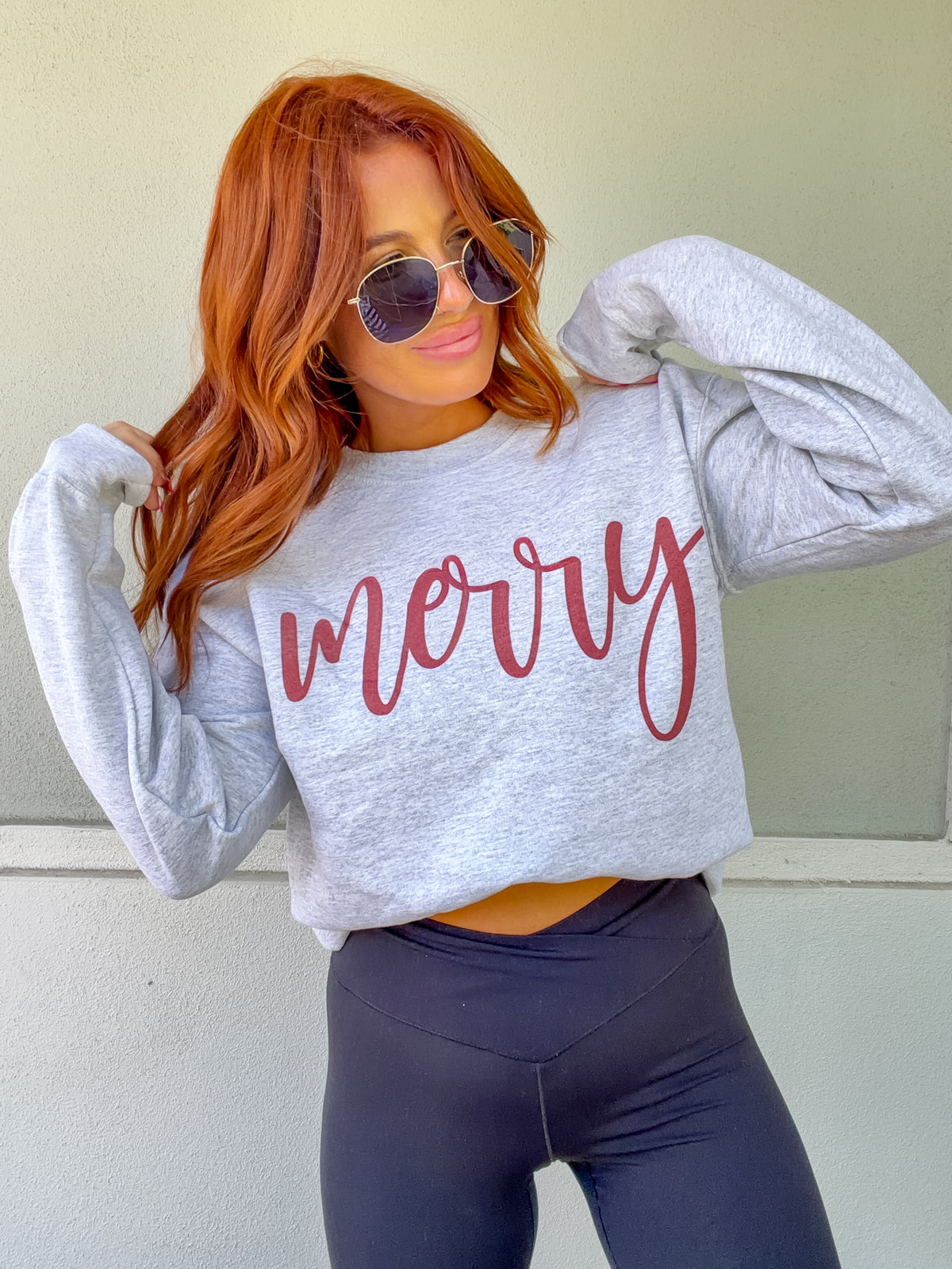 Cursive Merry Graphic Top