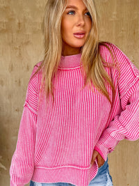 DOORBUSTER - Keeping You Around Fuchsia Oversized Sweater