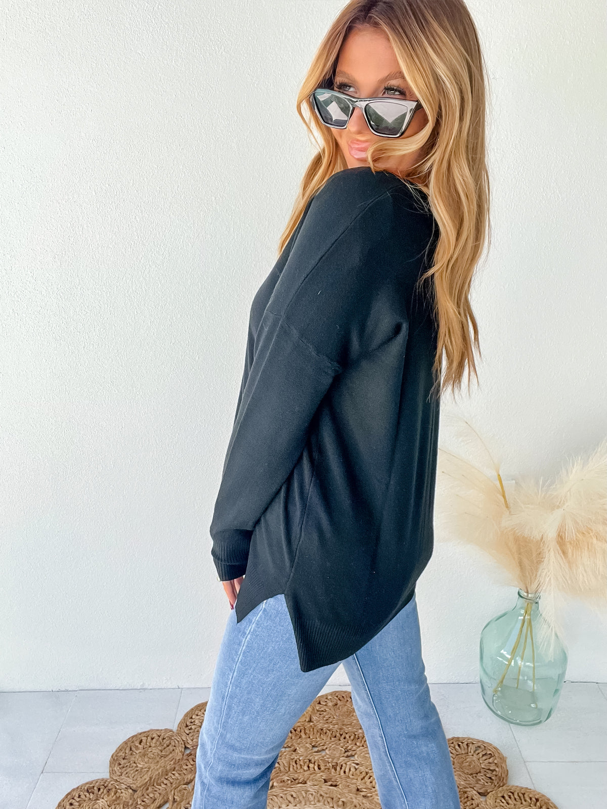 Inspired Moments Black Front Seam Top