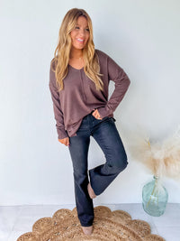 Inspired Moments Heather Brown Front Seam Top