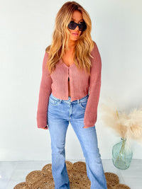 Bold Type Dusty Rose Bell Sleeve Sweater Top
