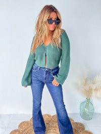 Bold Type Green Bell Sleeve Sweater Top