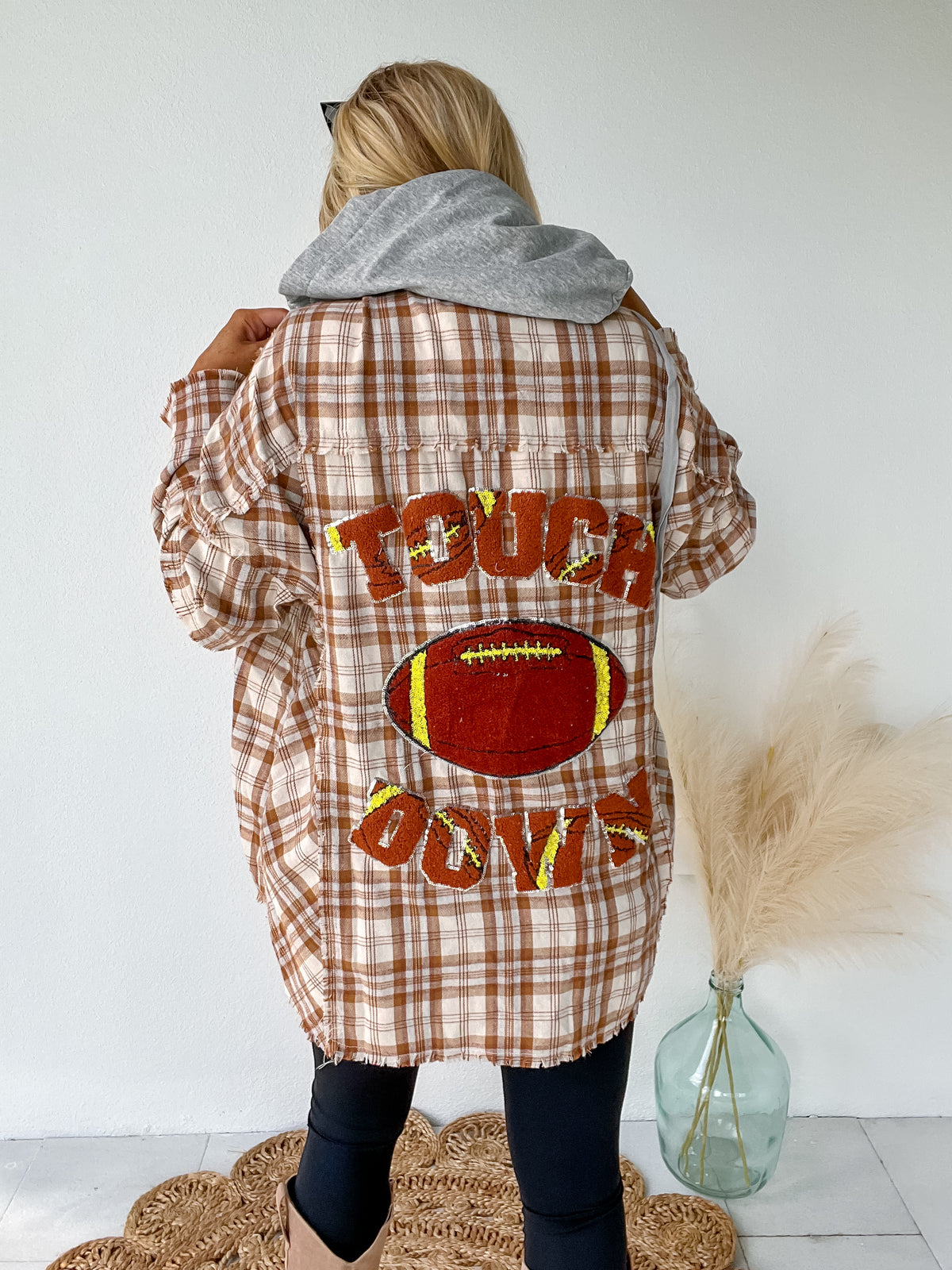 Game Day Brown Flannel Touchdown Shacket