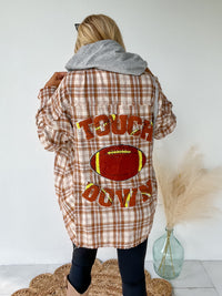 Game Day Brown Flannel Touchdown Shacket