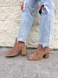 Taupe Suede Chic Bootie