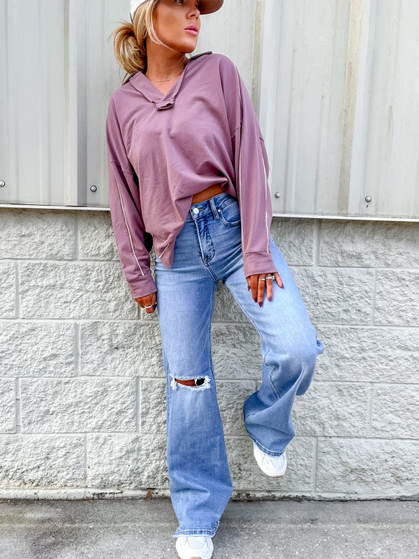 Take Me Back Medium Wash Tummy Control Wide Leg Jean