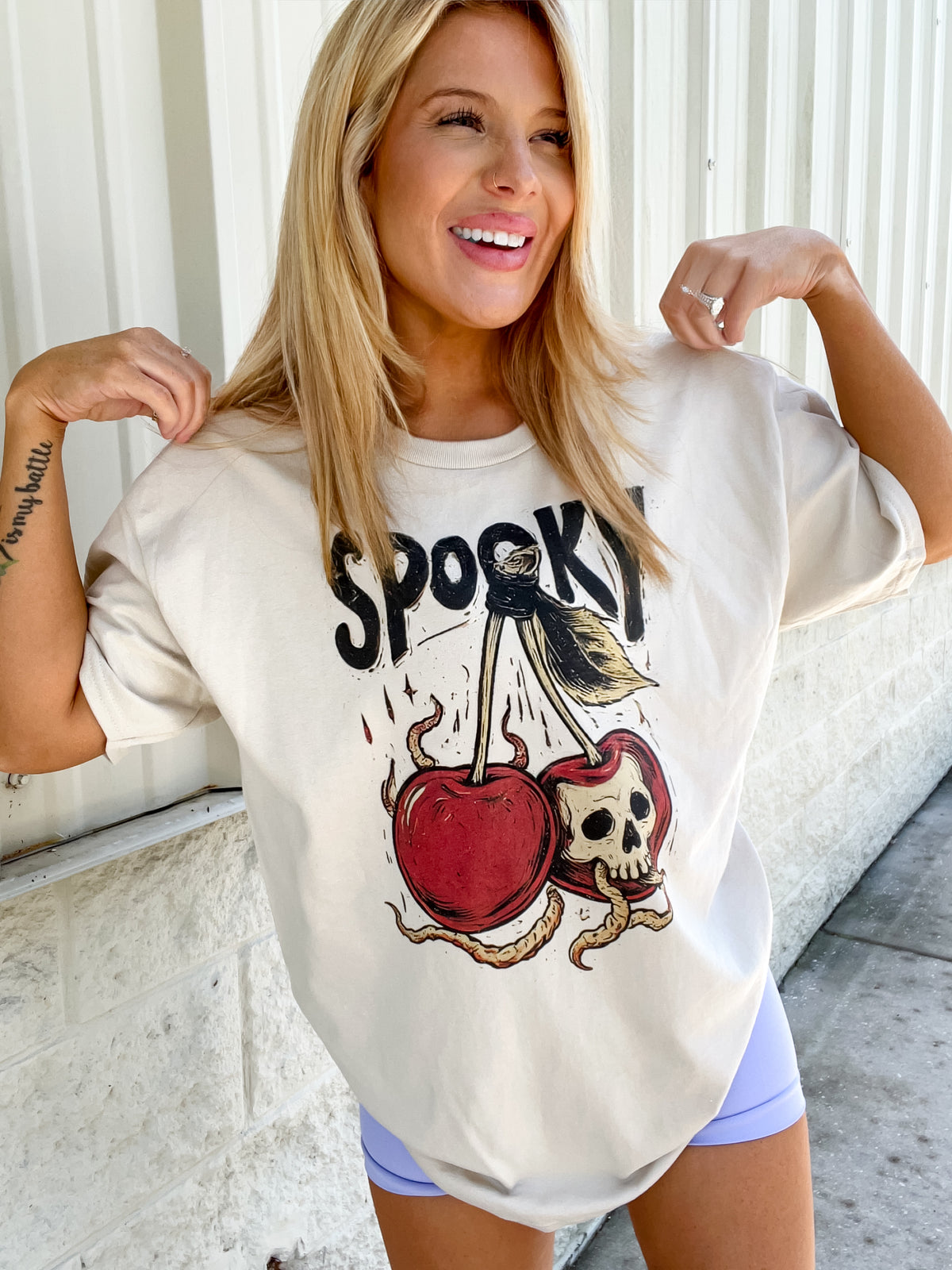 Cherry Spooky Skull Graphic Top