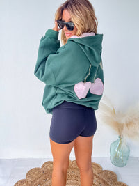 Cherry Vibes Dark Green Hoodie