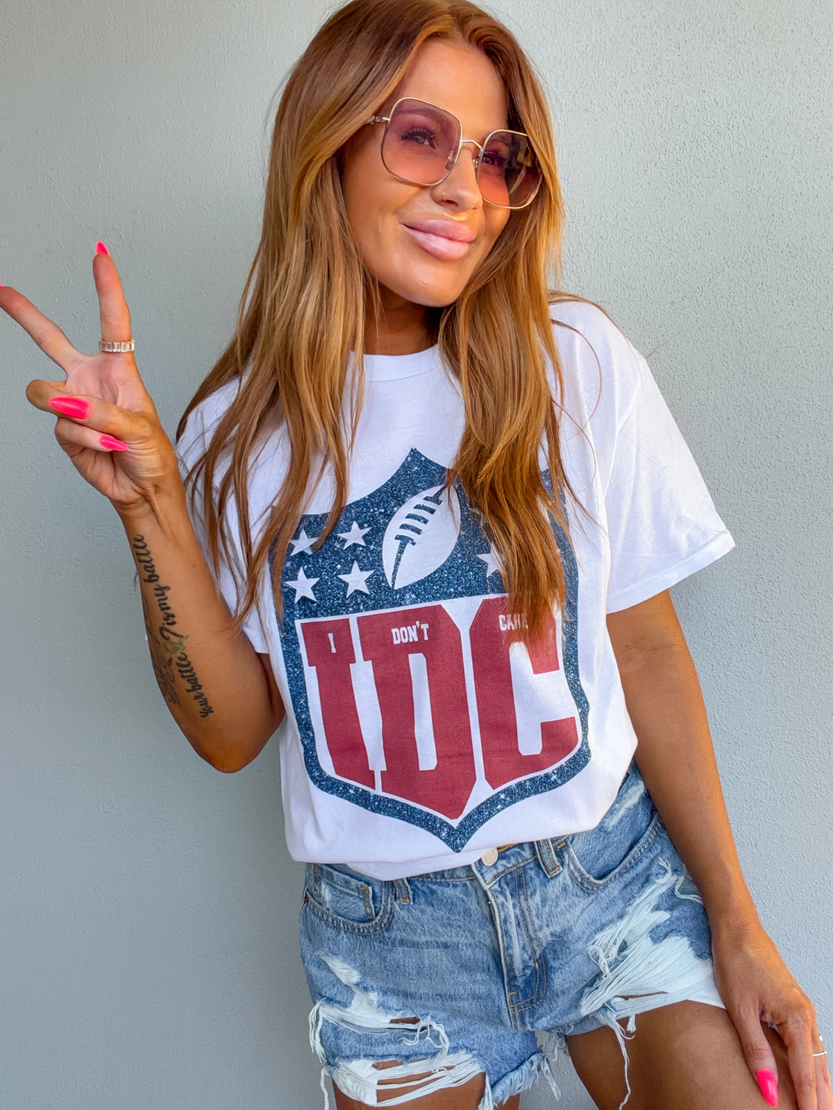 Blue IDC Football Graphic Top