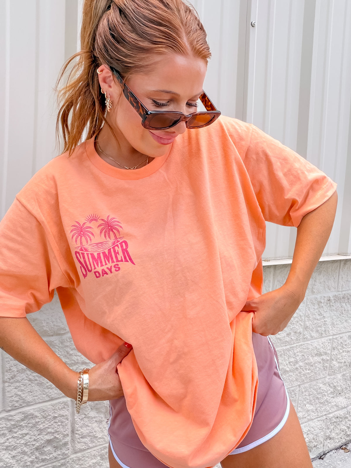 Palm Pink Summer Graphic Top