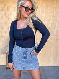 Always About You Ribbon Detail Denim Skort