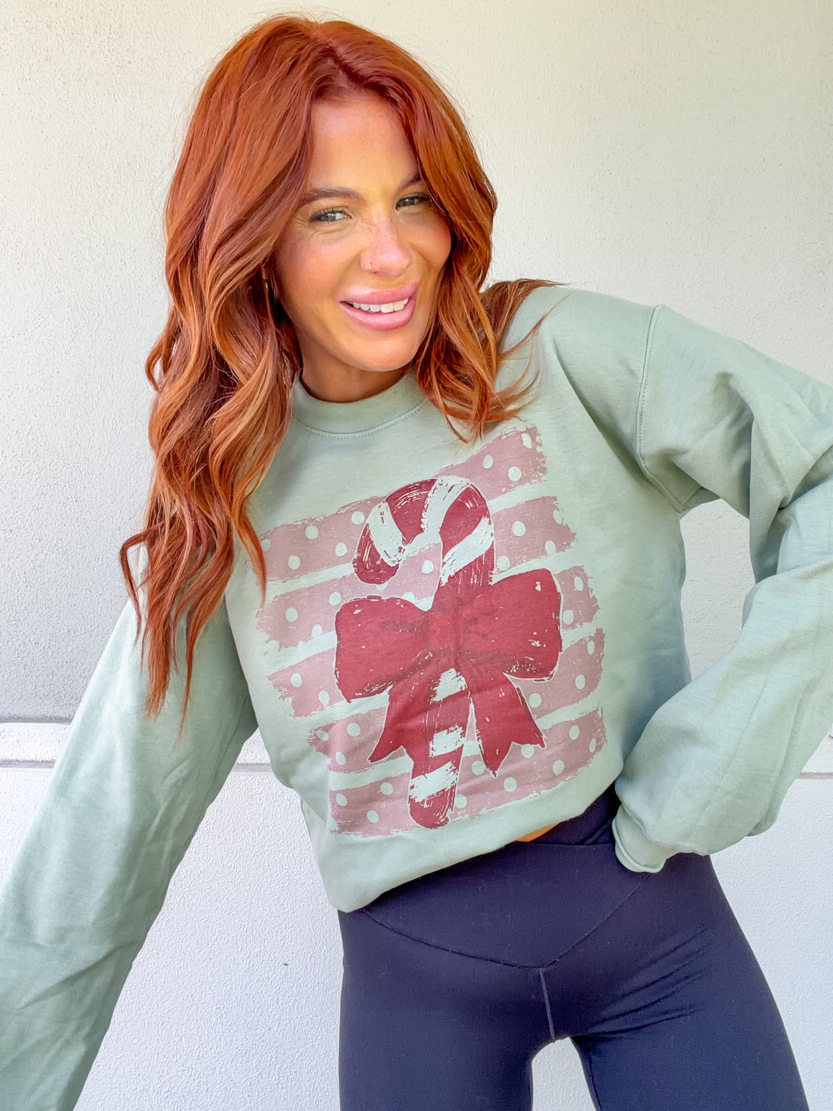 Polka Candy Cane Graphic Top