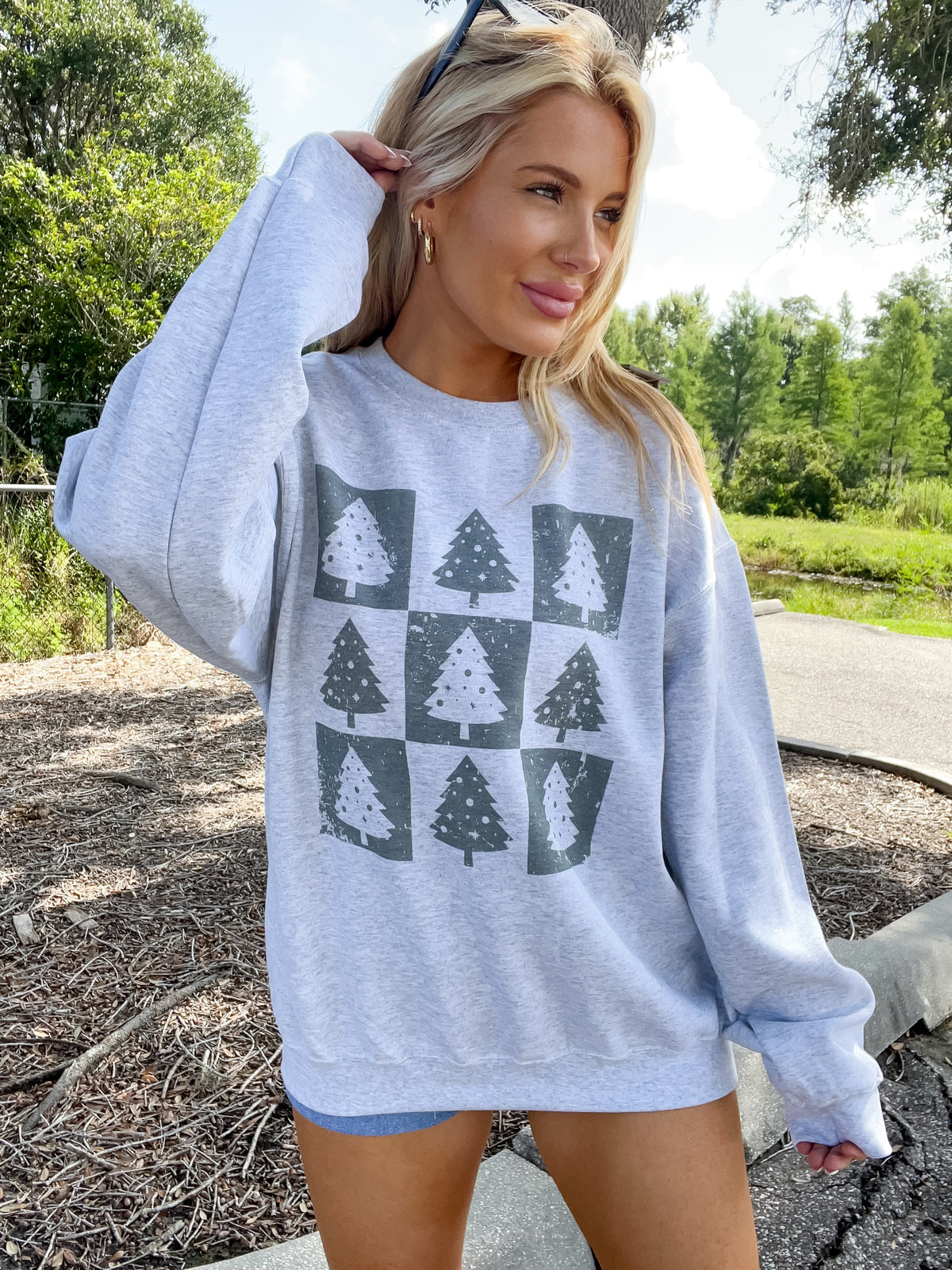 Christmas Tree Grid Graphic Top