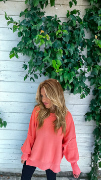 Down Memory Lane Coral Luxury Sweater