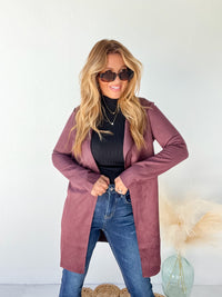 Fearless Energy Burgundy Faux Suede Jacket