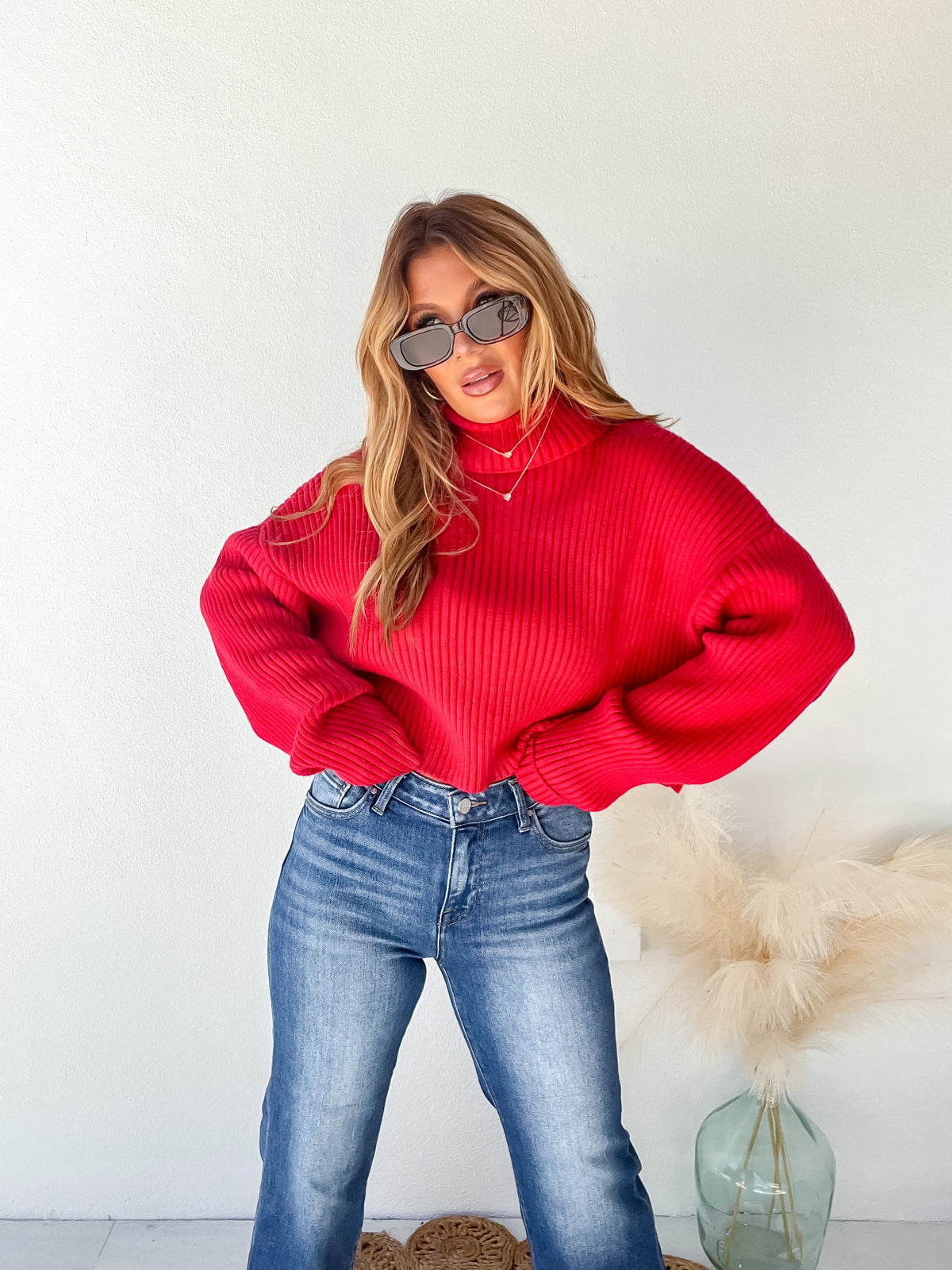 Meet Your Match Red Cropped Sweater
