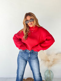 Meet Your Match Red Cropped Sweater
