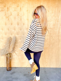 Simple Standards Taupe Striped Sweater