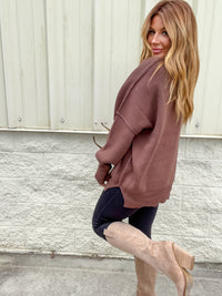 Hold Me Here Brown Oversized Sweater