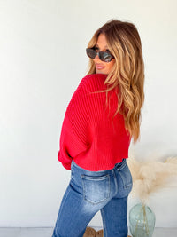 Meet Your Match Red Cropped Sweater