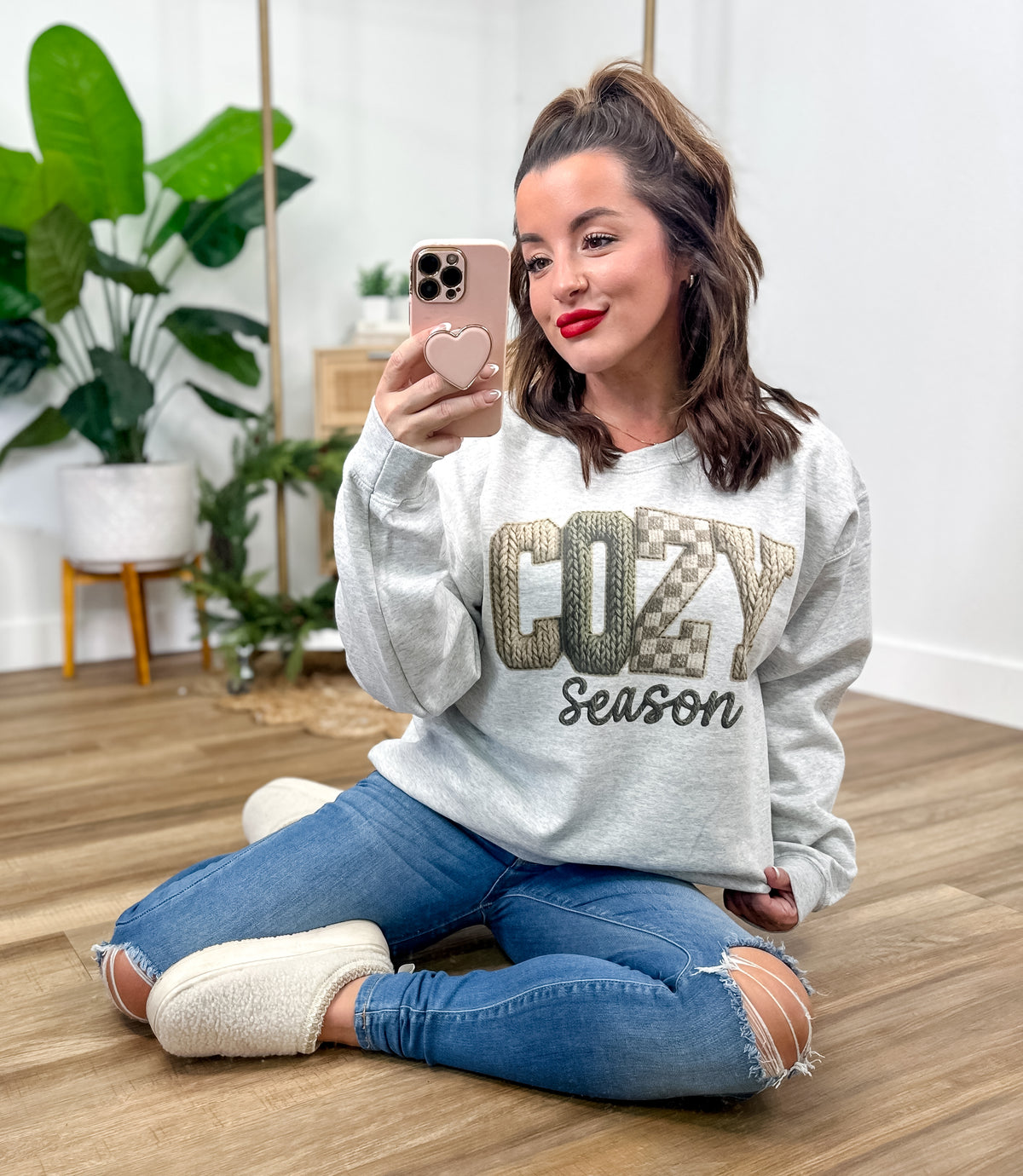 Faux Yarn Cozy Season Graphic Top