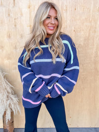 Rule Breaker Navy Striped Sweater