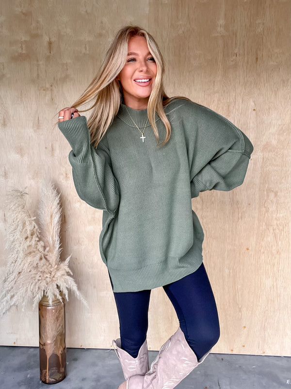 DOORBUSTER - Sweeter Than You Light Olive Oversized Sweater