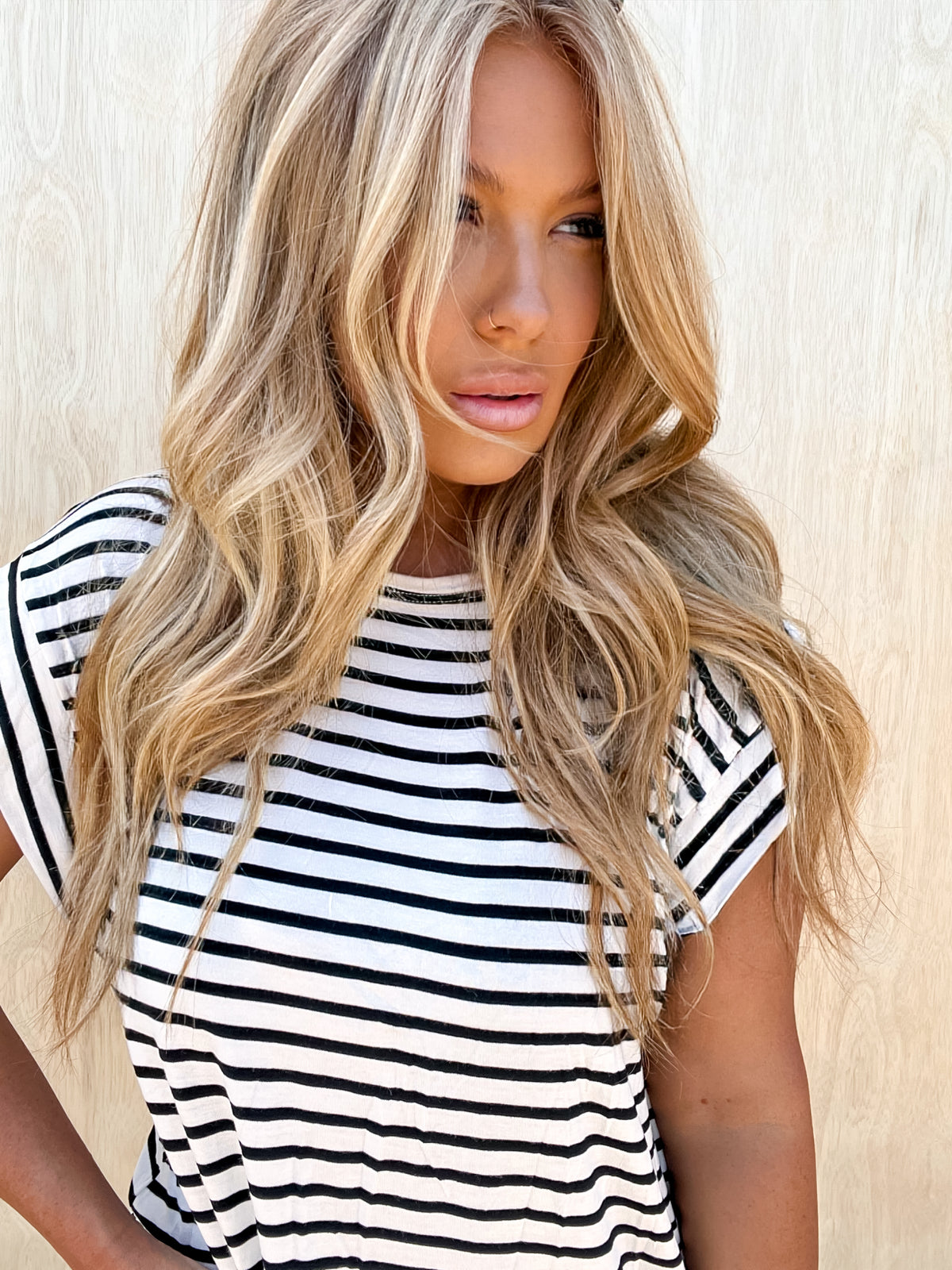 Far From Ordinary Ivory Black Stripe Top