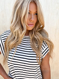 Far From Ordinary Ivory Black Stripe Top