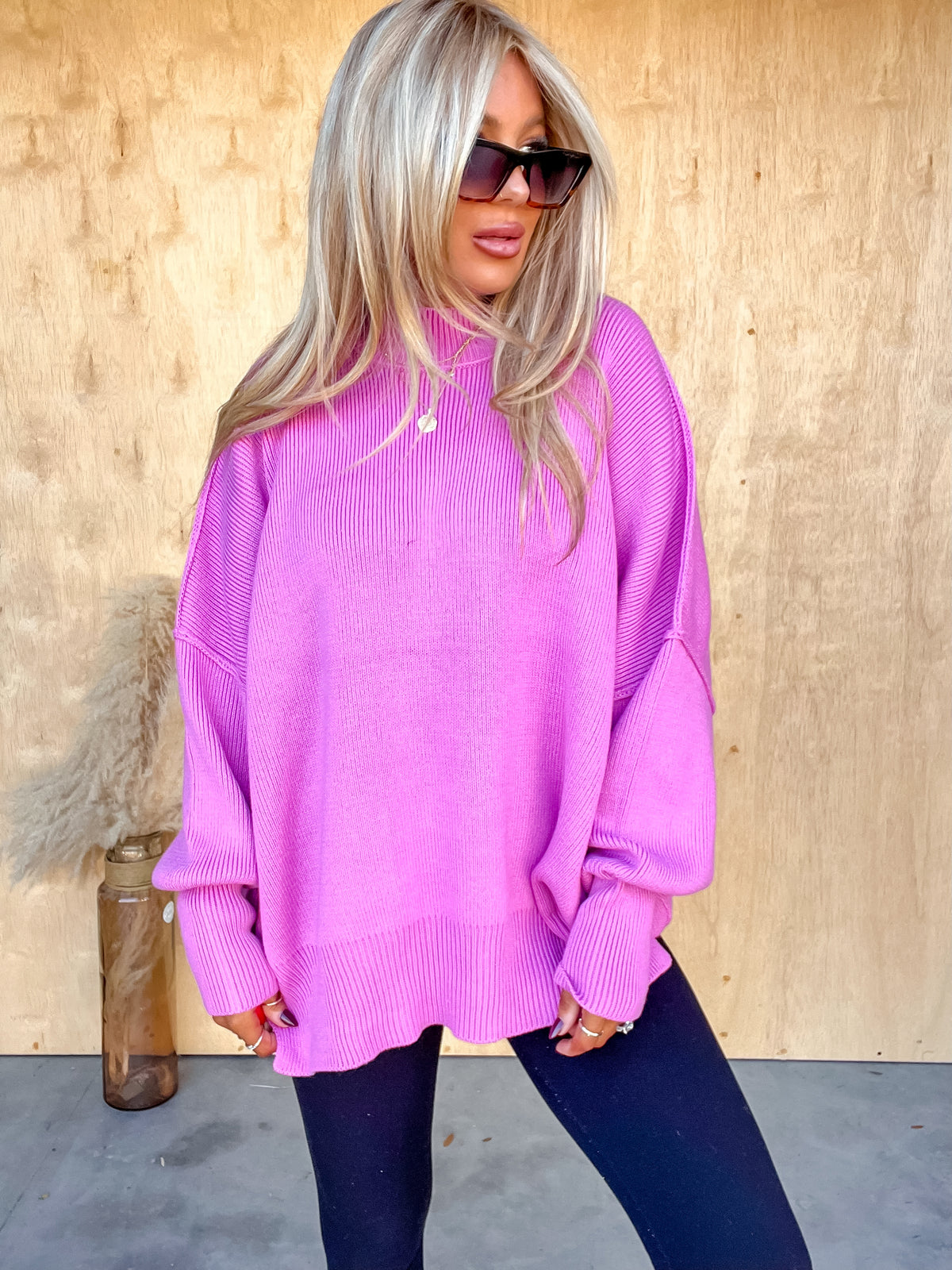 DOORBUSTER - Sweeter Than You Bright Mauve Oversized Sweater