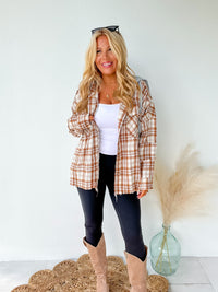 Game Day Brown Flannel Touchdown Shacket