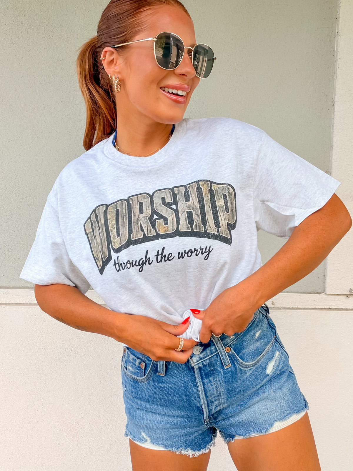 Worship Camo Graphic Top