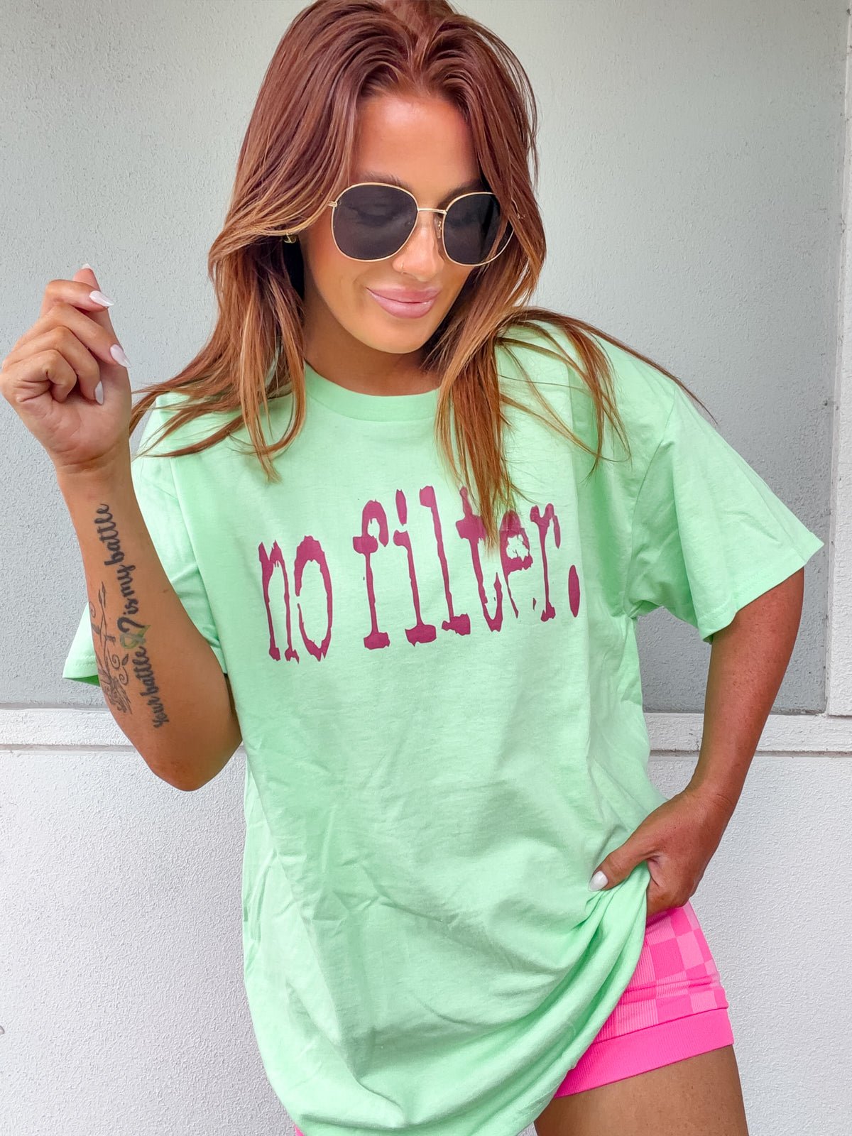 Pink No Filter Graphic Top