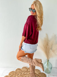 Maroon Game Letting Loose Fit Crop Sweater