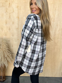 Bonfire Nights Black Plaid Button Top