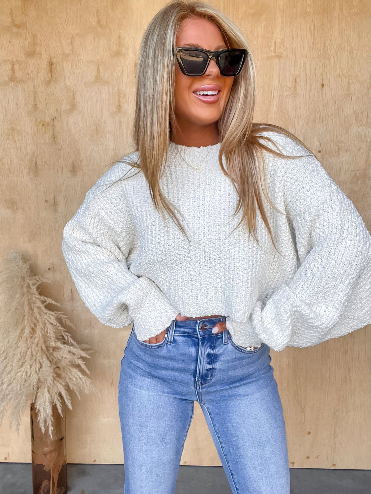 Long Story Short Cream Cropped Sweater