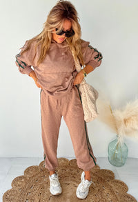 Feel Good Flow Toffee Floral Print Joggers