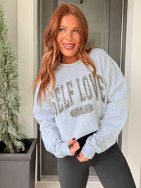 Distressed Self Love Club Graphic Top