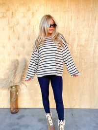 Simple Standards Taupe Striped Sweater