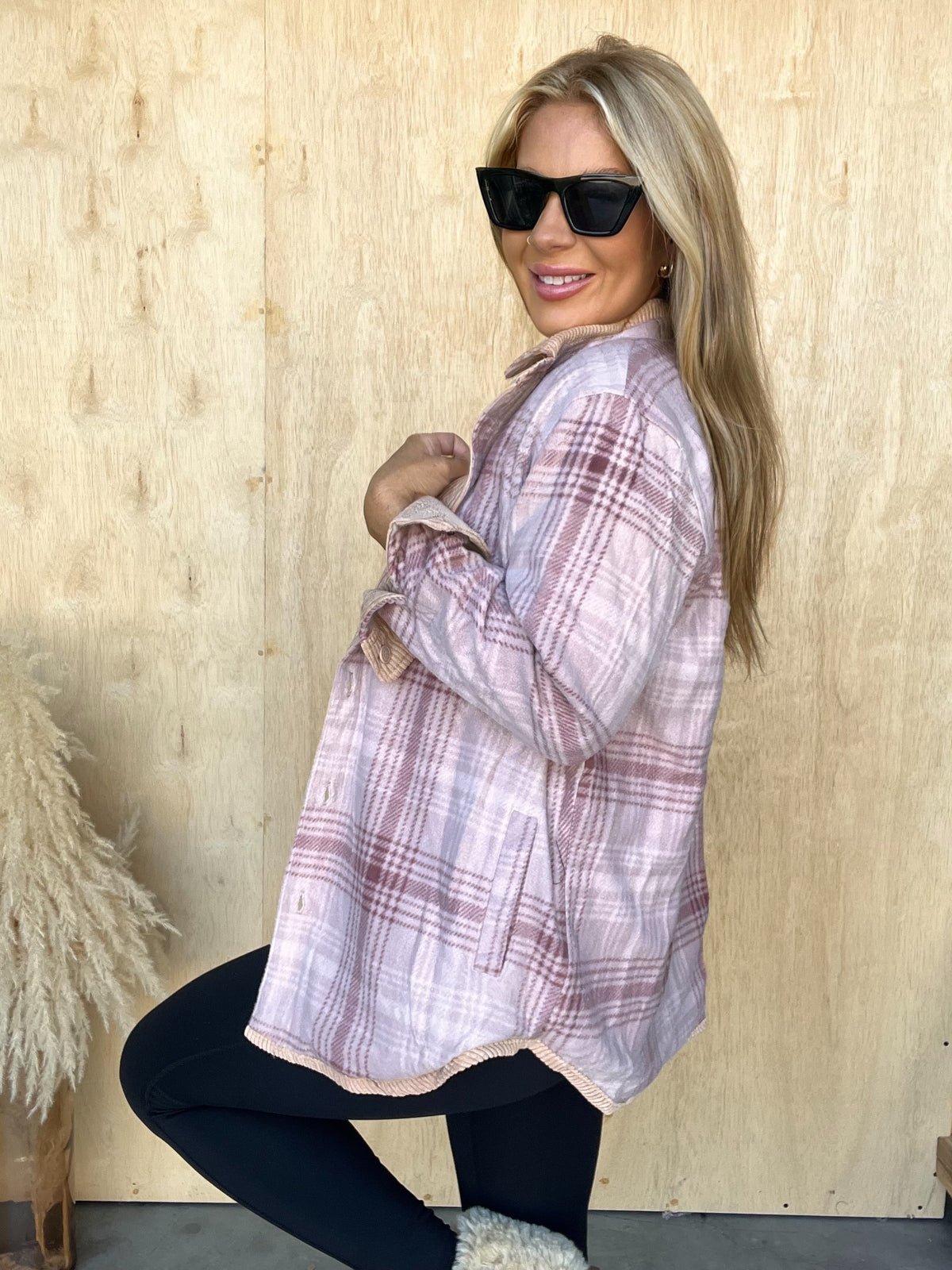 Captured My Love Camel Plaid Lined Shacket