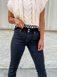 Pretty Chill Black Raw Edge Slim Boot Cut Jeans