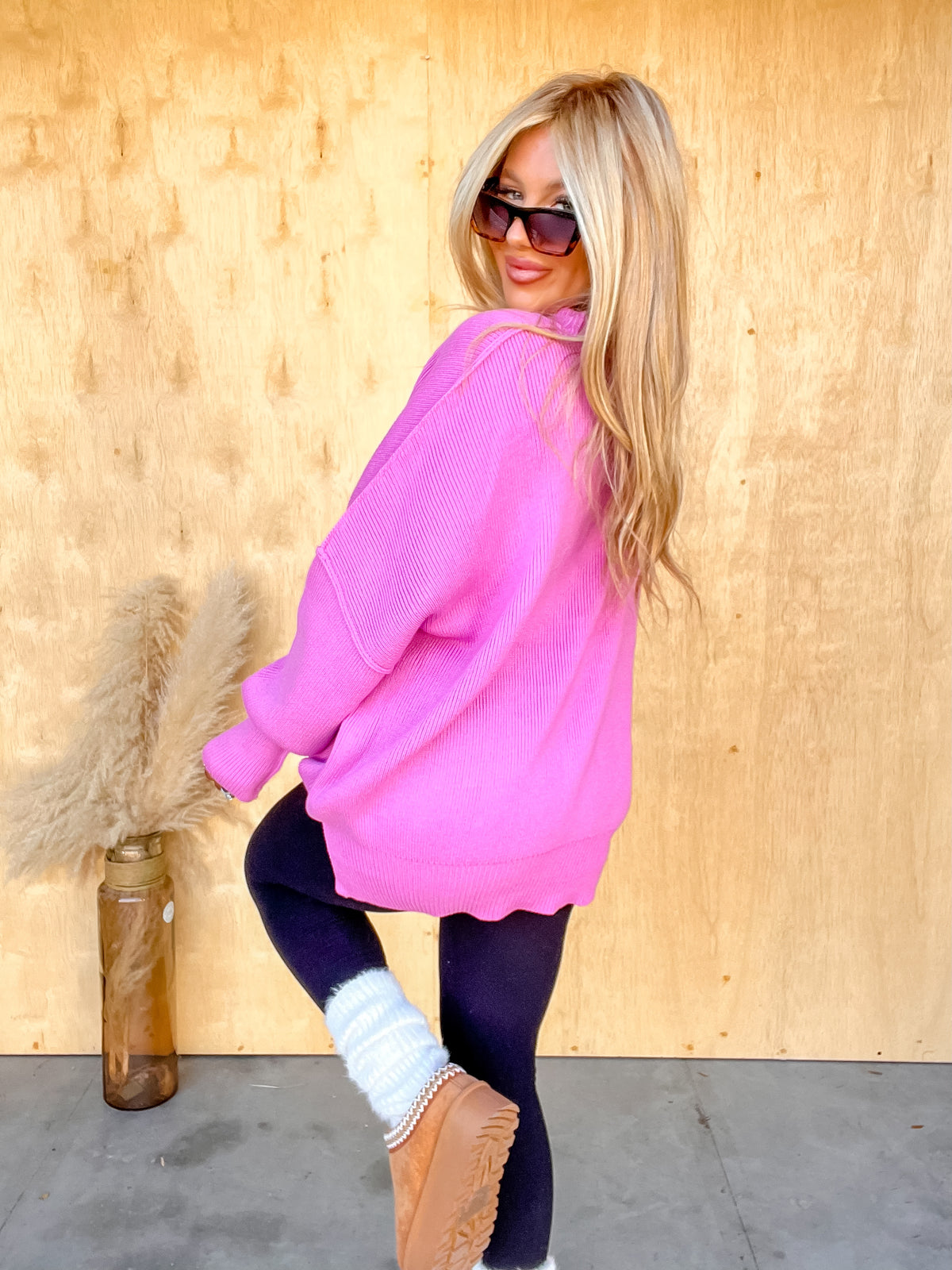 DOORBUSTER - Sweeter Than You Bright Mauve Oversized Sweater