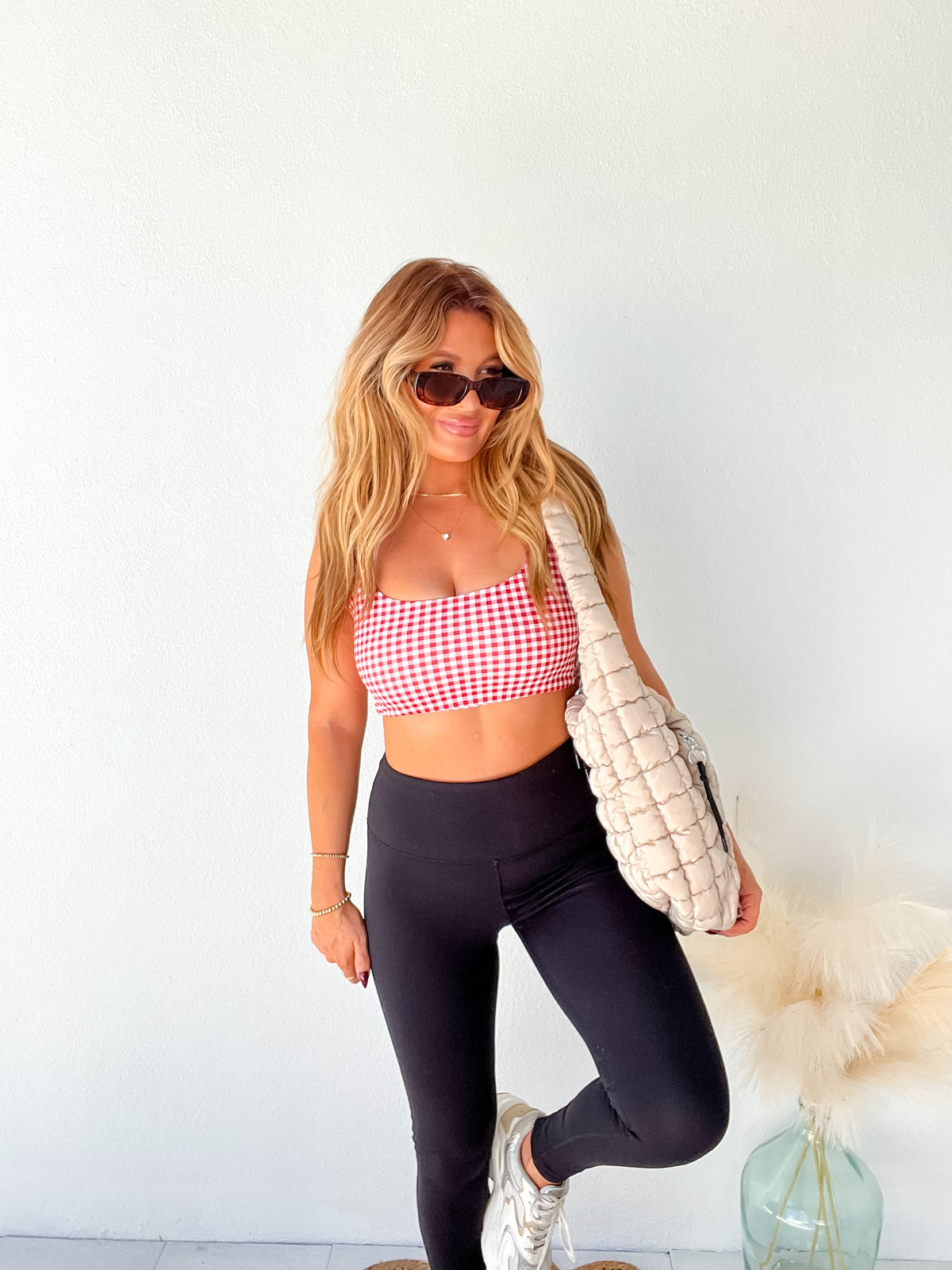 What You Need Red Gingham Ruched Top