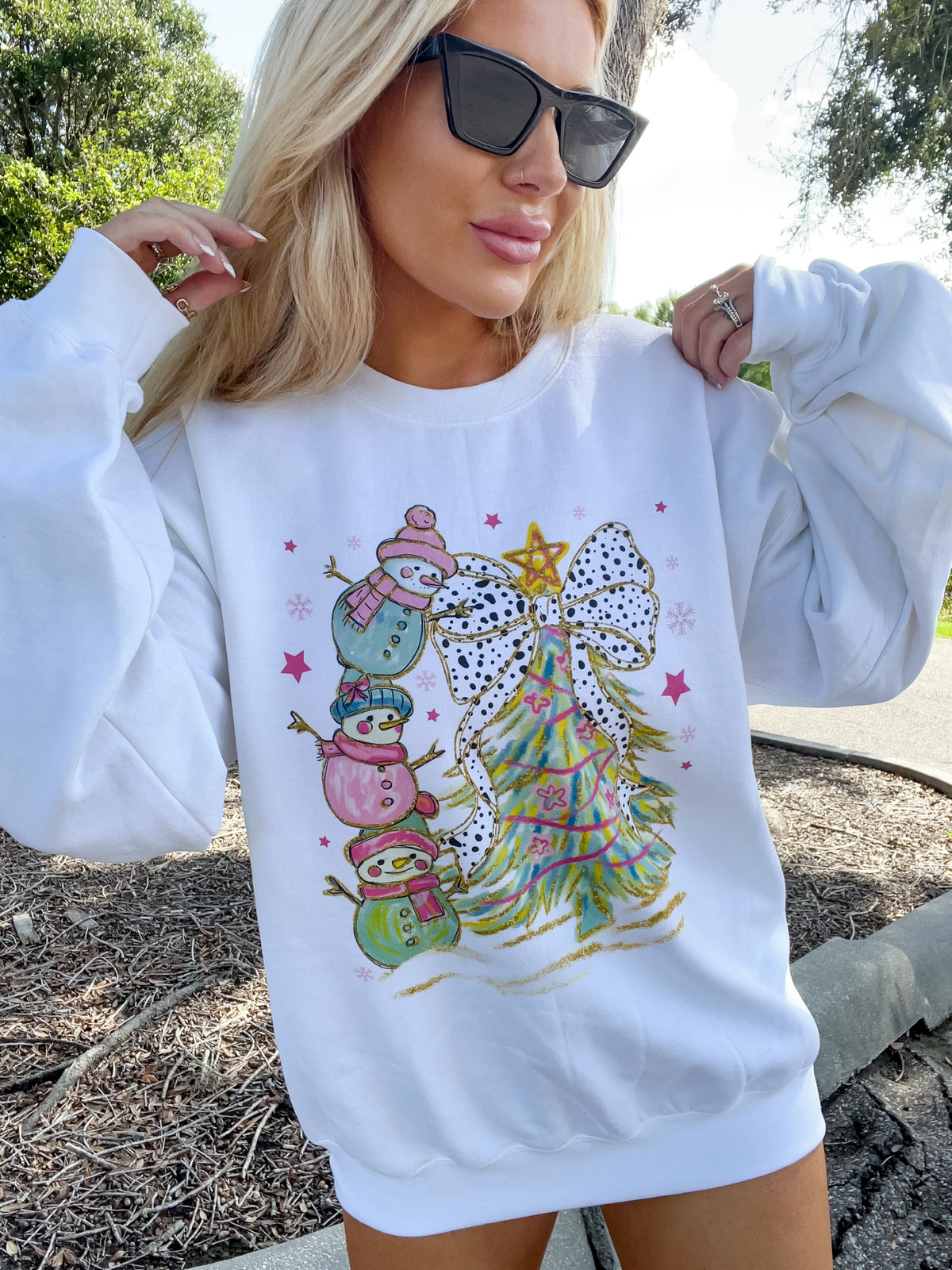 Colorful Snowmen Graphic Top