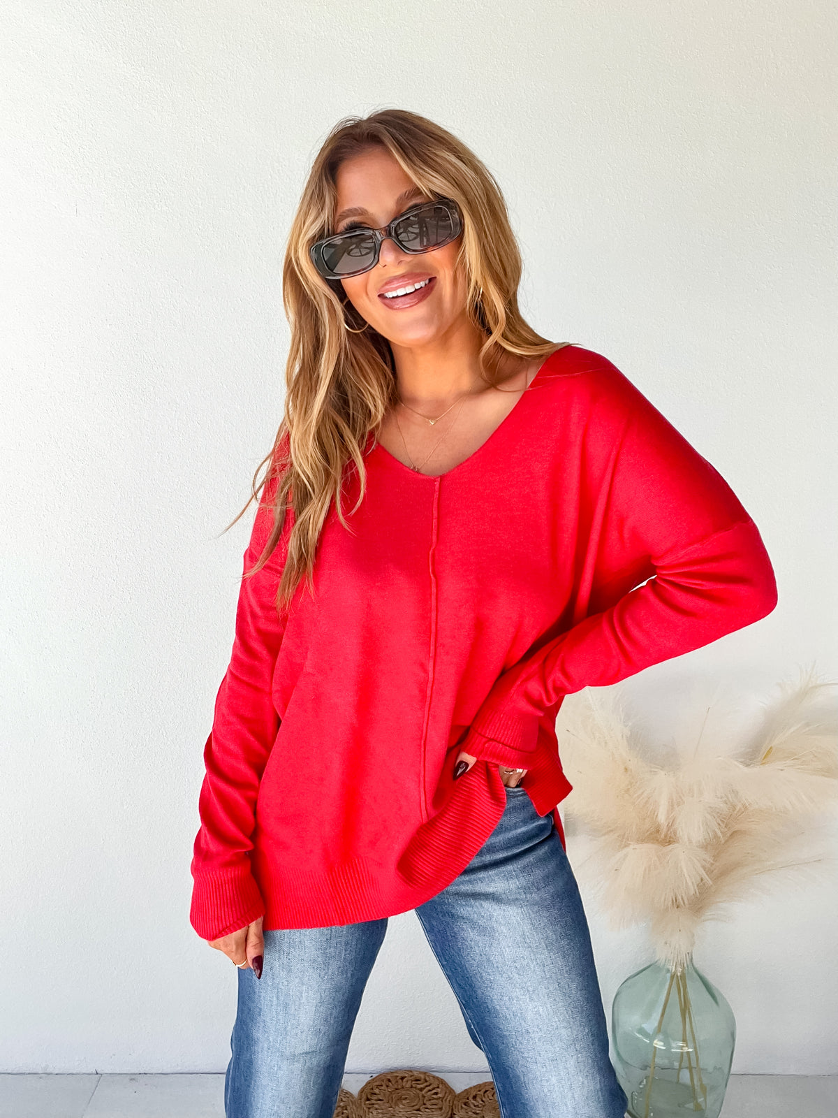 Inspired Moments Heather Red Front Seam Top