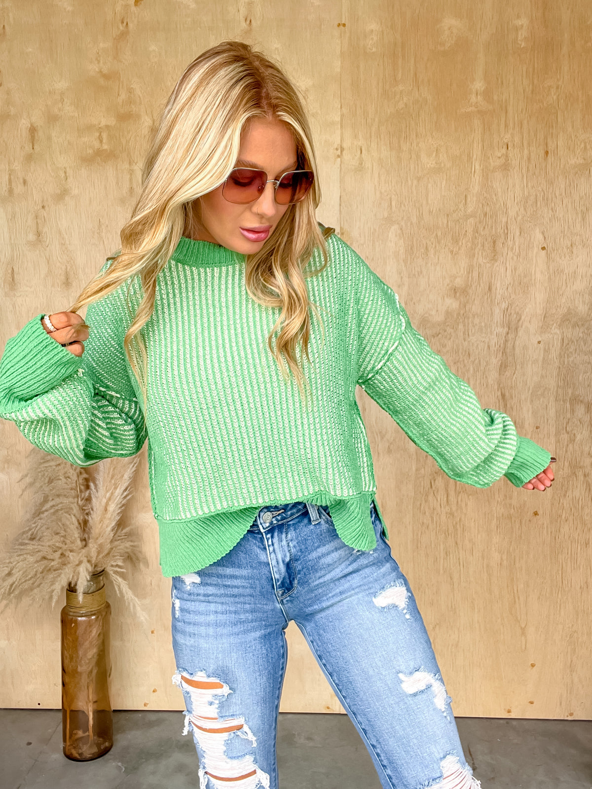 All About You Green Knit Sweater