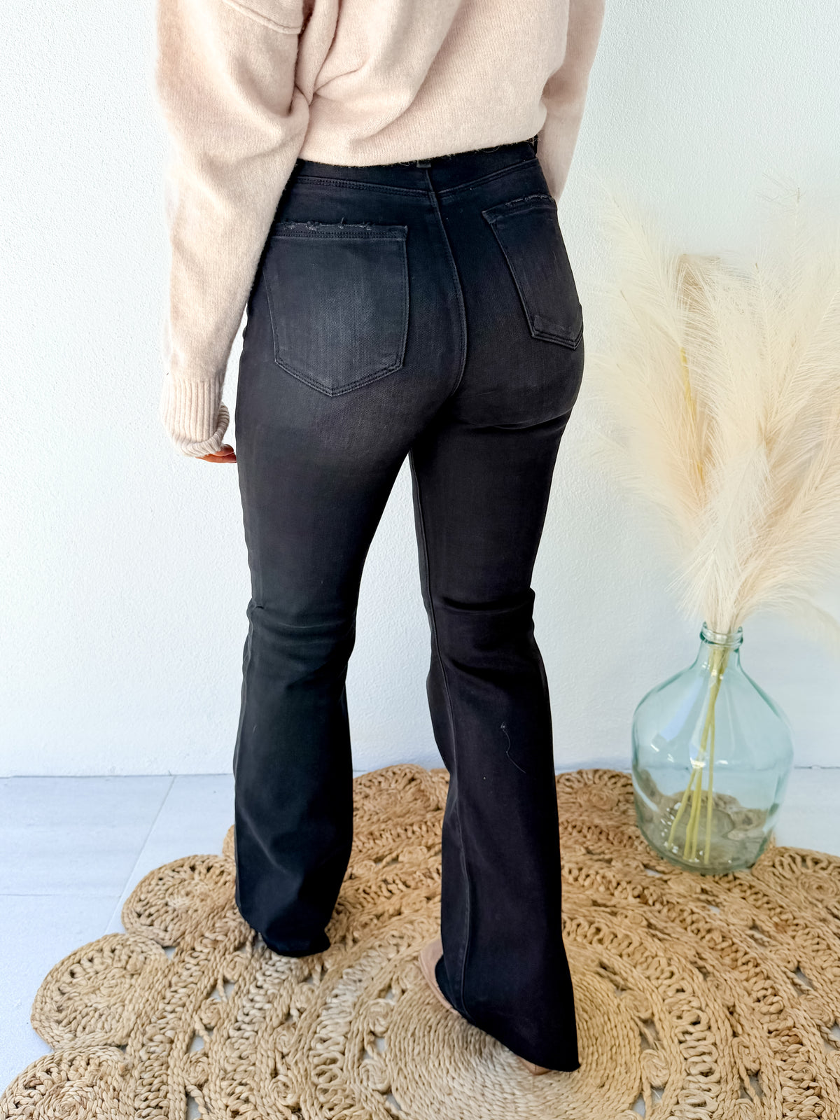 To Die For Black Raw Hem Flare Jeans